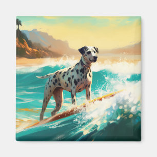 Dalmation Beach Surfing Painting  Magnet