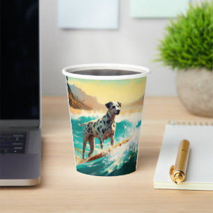 Dalmation Beach Surfing Painting Paper Cups