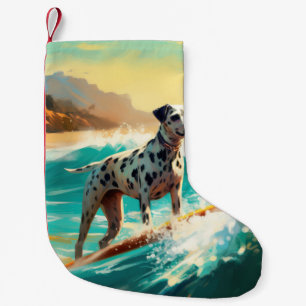 Dalmation Beach Surfing Painting  Small Christmas Stocking