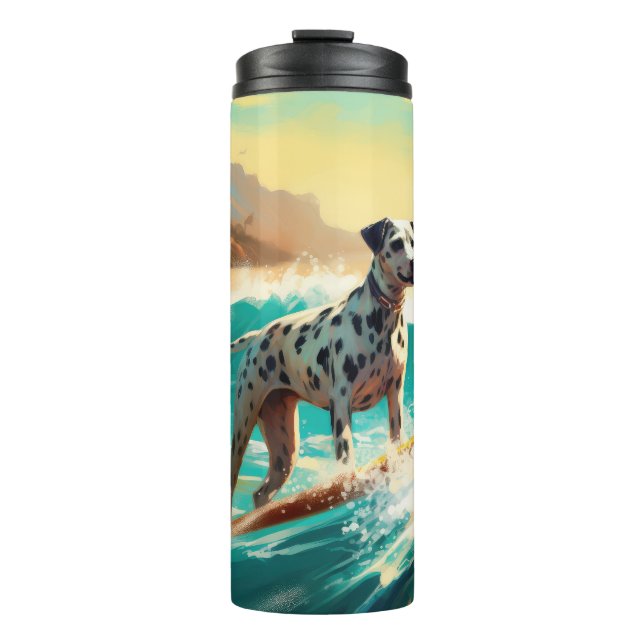 Dalmation Beach Surfing Painting  Thermal Tumbler (Front)