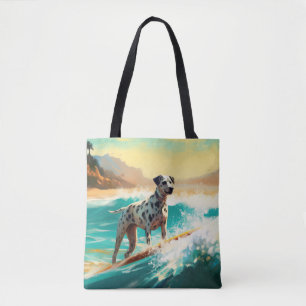 Dalmation Beach Surfing Painting  Tote Bag
