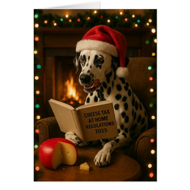 Dalmation 'Cheese Tax' Christmas card (Front)