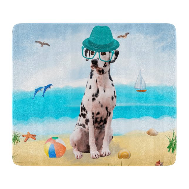 Dalmation Dog on Beach Cutting Board (Front)