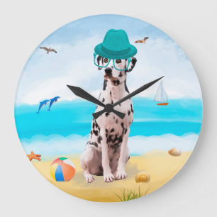 Dalmation Dog on Beach Large Clock