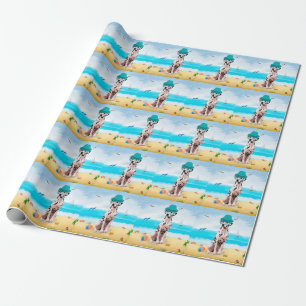Dalmation Dog on Beach Wrapping Paper