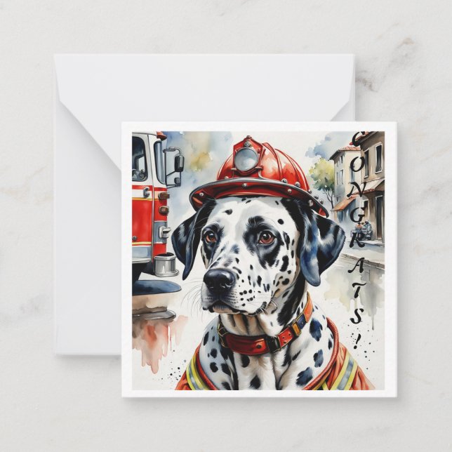Dalmation Fire  Helmet Graduation Notecard (Front)