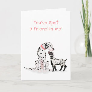 Dalmation & lamb 'You've spot a friend in me' card