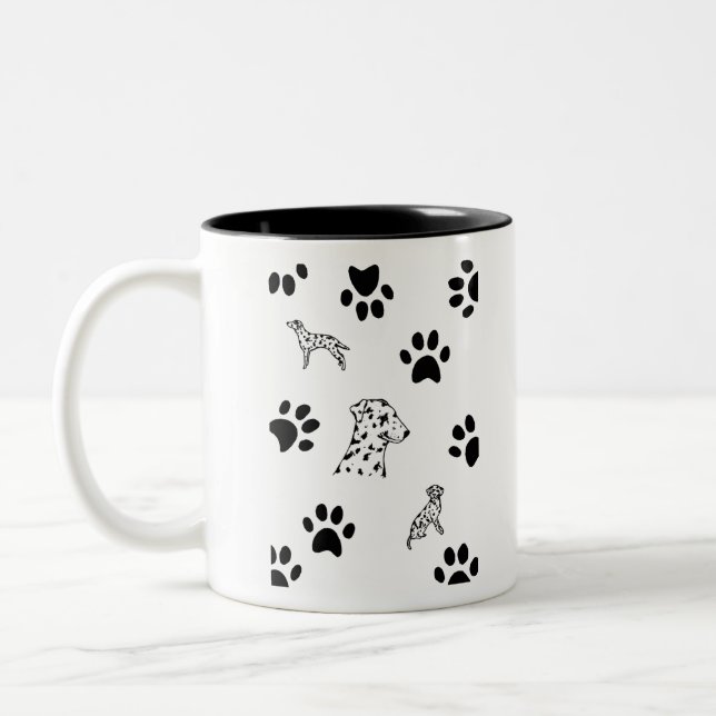 Dalmation puppies paws Two-Tone coffee mug (Left)