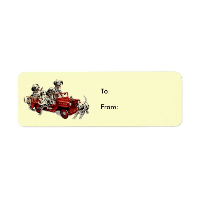 Dalmation-pups-fire-engine, To:From: Return Address Label (Front)