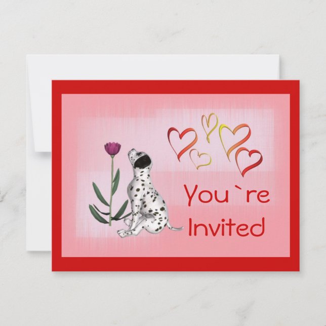 Dalmation Rose & Hearts-Invitation Invitation (Front)