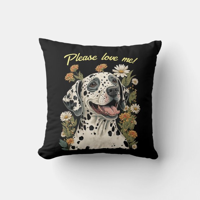 Dalmation Throw Pillow & Customisable Text (Front)