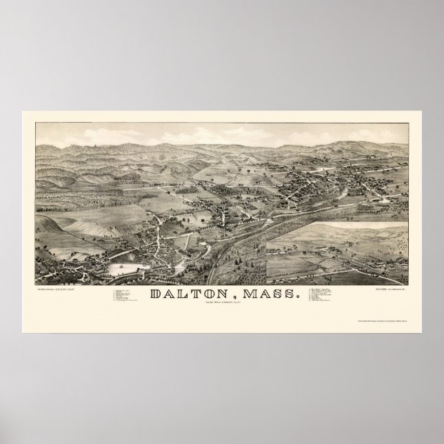 Dalton, MA Panoramic Map - 1884 Poster (Front)