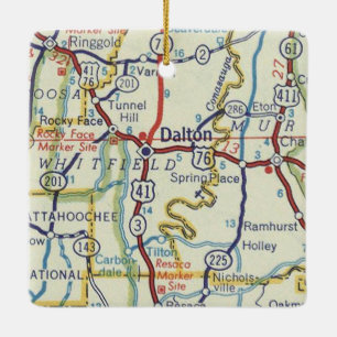 Dalton South Carolina Vintage Map Ceramic Ornament