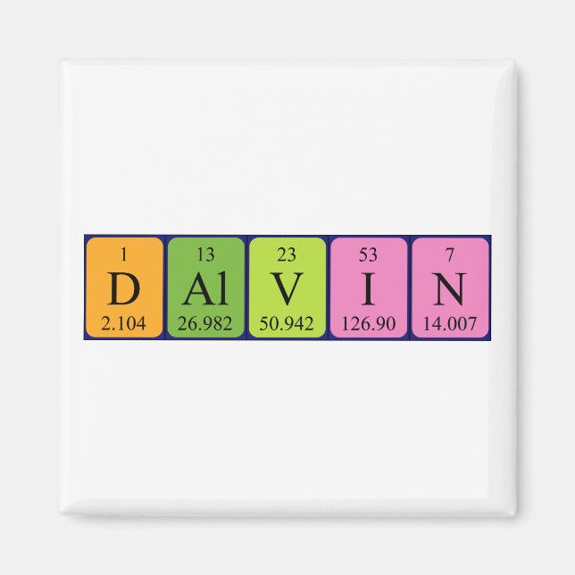 Dalvin periodic table name magnet (Front)