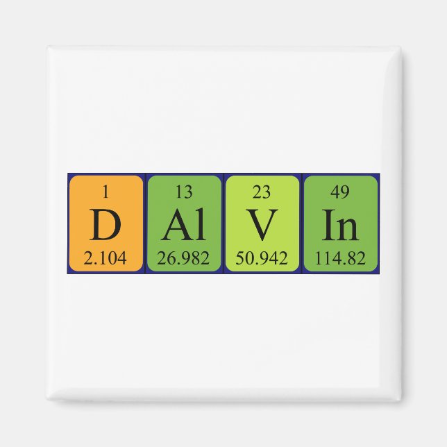 Dalvin periodic table name magnet (Front)