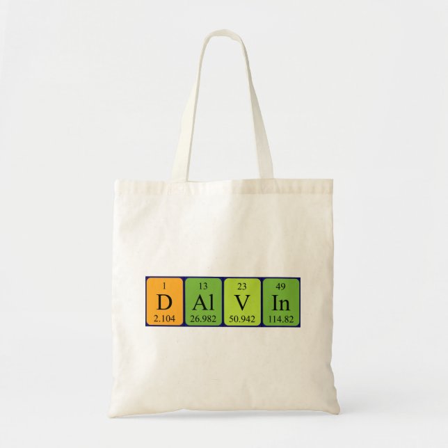 Dalvin periodic table name tote bag (Front)