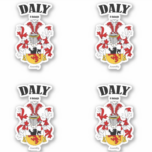 Daly Crest Irish Translation & Meaning (x4) (Front)