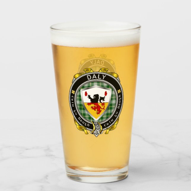 Daly/O'Daly Irish Shield Beer Glass (Front Filled)