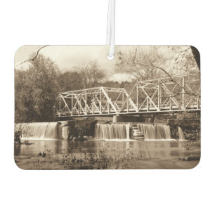 Dam At Finley River Sepia Car Air Freshener