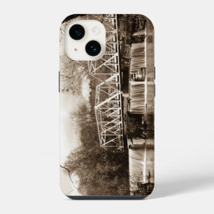 Dam At Finley River Sepia iPhone Case