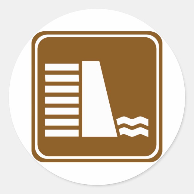 Dam or Reservoir Highway Sign Classic Round Sticker (Front)