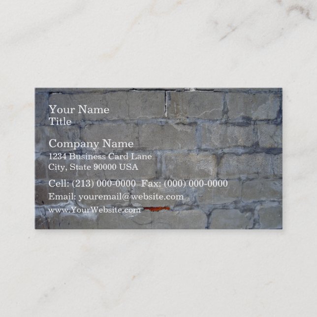 Damaged Grey Brick Wall Business Card (Front)