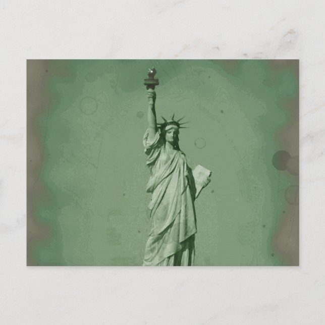 Damaged Photo Effect Statue of Liberty Postcard (Front)