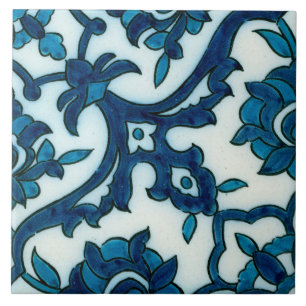 Damascus Blue Design Ceramic Photo Tile