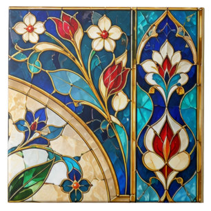 Damascus & Ottoman Floral Tulip Stained Glass Tile