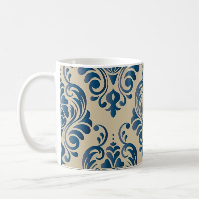Damascus seamless pattern of floral ornament on be coffee mug (Left)