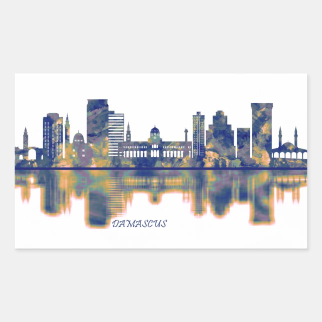 Damascus Skyline Rectangular Sticker (Front)