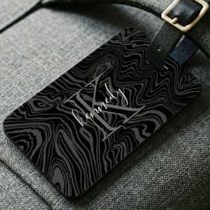 Damascus Steel Pattern Custom Monogram & Name Luggage Tag