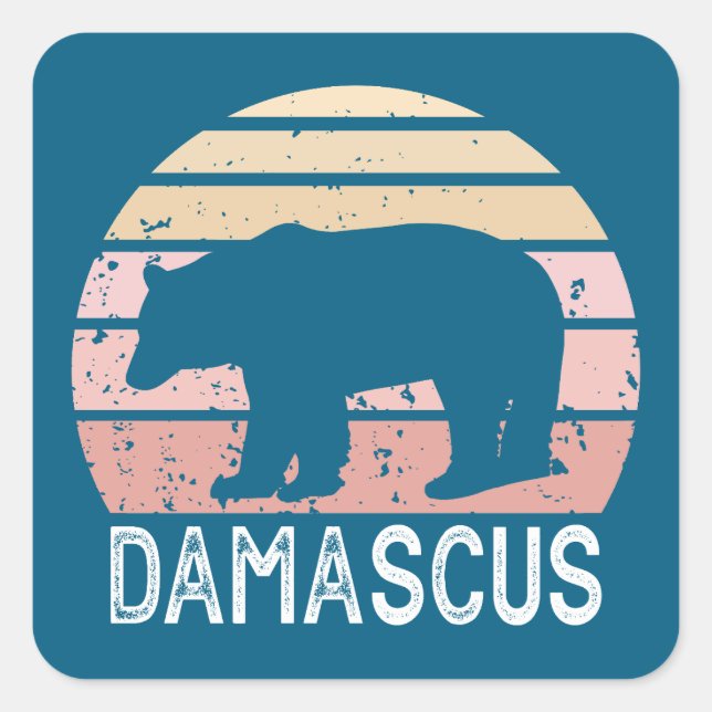 Damascus Virginia Retro Bear Square Sticker (Front)