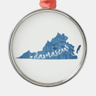 Damascus, Virginia Wood Grain Metal Ornament