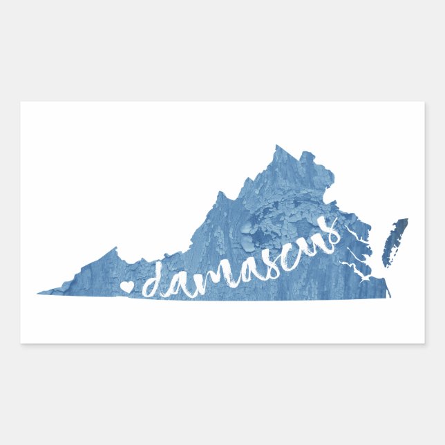 Damascus, Virginia Wood Grain Rectangular Sticker (Front)
