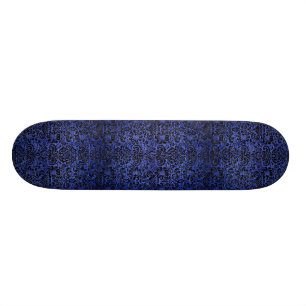 DAMASK2 BLACK MARBLE & BLUE BRUSHED METAL (R) SKATEBOARD
