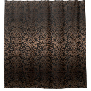 DAMASK2 BLACK MARBLE & BRONZE METAL SHOWER CURTAIN