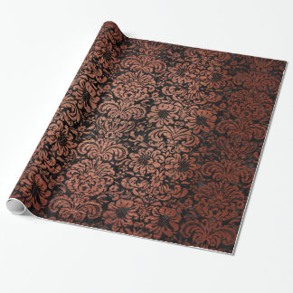 DAMASK2 BLACK MARBLE & COPPER BRUSHED METAL WRAPPING PAPER
