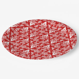 Damask 01 Red-White-Paper Party Plates