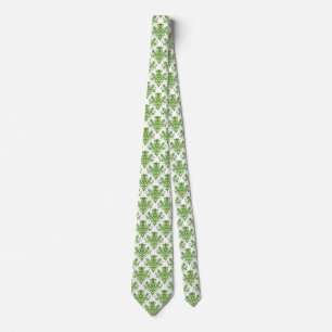 Damask 02 Pattern - Avocado Green on White Tie