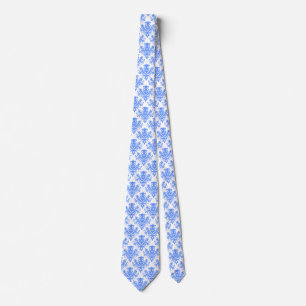 Damask 02 Pattern - Baby Blue on White Tie