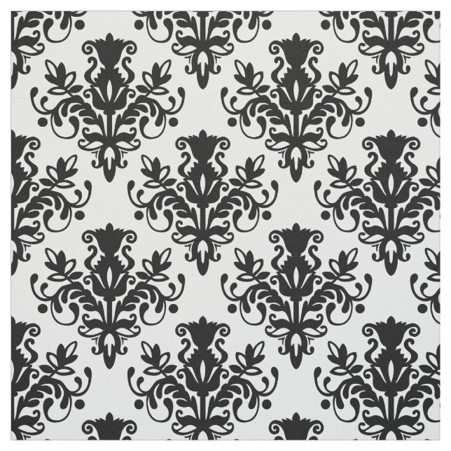 Damask 02 Pattern - Black Fabric (Swatch)