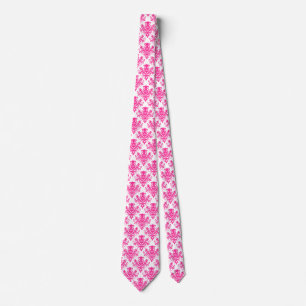 Damask 02 Pattern - Hot Pink on White Tie