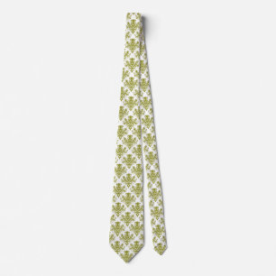 Damask 02 Pattern - Olive on White Tie