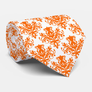 Damask 02 Pattern - Orange on White Tie
