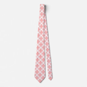 Damask 02 Pattern - Soft Pink on White Tie