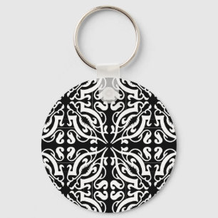 Damask 1 (black & white) key ring