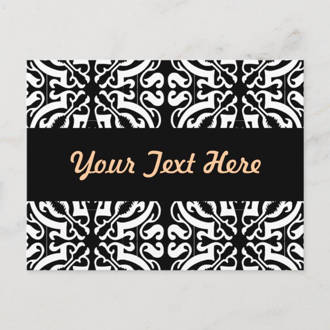 Damask 1 (black & white) postcard (Front)