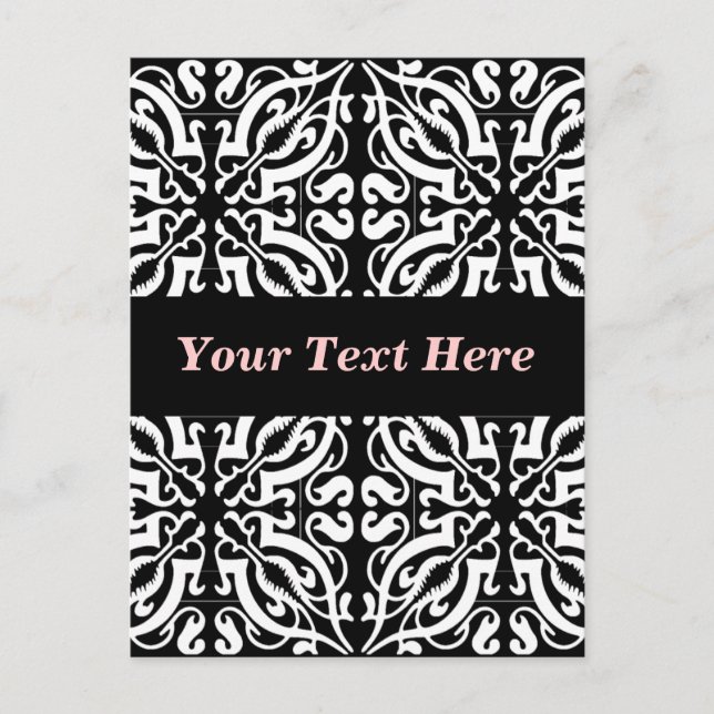Damask 1 (black & white) postcard (Front)
