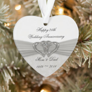 Damask 25th Wedding Anniversary Acrylic Ornament
